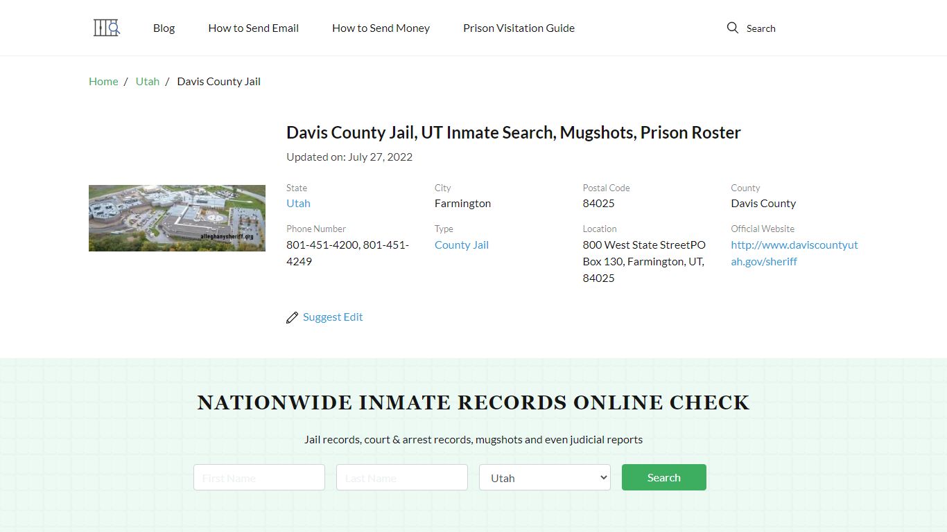 Davis County Jail, UT Inmate Search, Mugshots, Prison ...